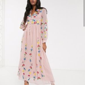Pink embroidered dress